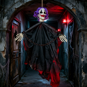 ของตกแต่งวันฮาโลวีนรูปผีห้อยขนาด 35.4 นิ้ว พร้อมกรงเล็บโครงกระดูกสุดหลอน ผ้าคลุมตาข่ายสีดำ และโซ่ตกแต่ง สำหรับต้นไม้ สวน และบ้านผีสิง - Product Image 2