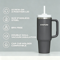 Bouteille d'eau isotherme en acier inoxydable à double paroi de 40 oz avec poignée, couvercle anti-fuite et paille, maintien thermique 12-24h, écologique