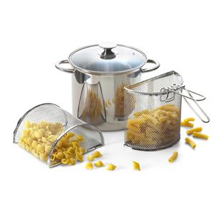 Pentola per pasta Excelsa in acciaio inox 28,5x22,5x21,5 cm con coperchio in vetro e colino per cottura a vapore e per la preparazione dei pasti - Product Image 2