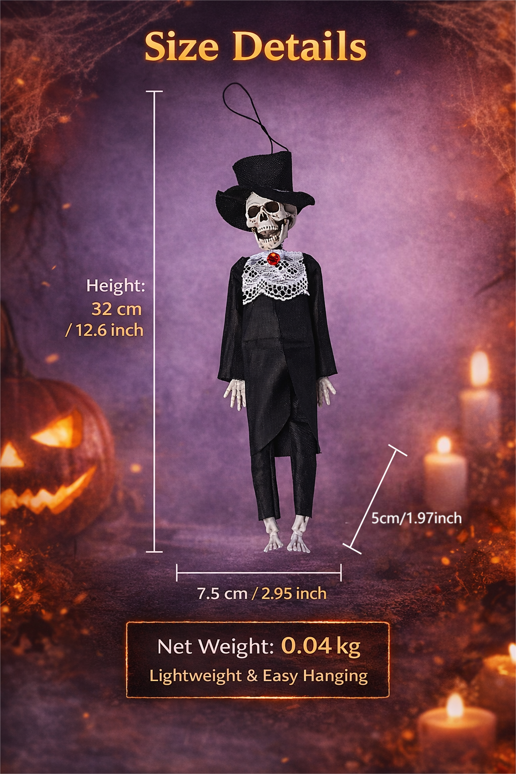 7.5*5*32 cm(2.95*1.97*12.60in)