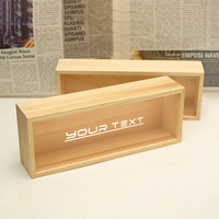 Boîte en bois rectangulaire personnalisée avec logo de marque, prix d'usine, pour emballage de thé, café, lunettes de soleil en pin, couvercle transparent, gravure laser