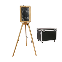 2026 Dubbelzijdige Vintage Houten Fotohokje 18,5" Touchscreen DSLR iPad Selfie Machine voor Bruiloft Feestverhuur