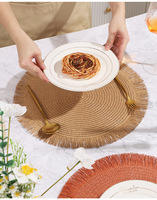 Alas Meja Rotan Kertas Bulat Baru Dengan Rumbai Gaya Bohemian Tahan Panas Alas Meja Sederhana Elegan