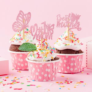 Adornos de Papel para Cupcakes del Día de la Madre, Decoración para Pastel del Día de la Madre - Product Image 1