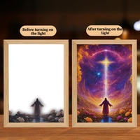 Lampe de nuit 3D Jésus, lampe LED avec 3 bandes de couleur, contrôle tactile, rechargeable par USB, cadeau décoratif religieux chrétien