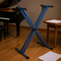 Adjustable Piano Keyboard Stand Double X Style Metal Durable Sturdy Music Synthesizer 61 88 Keys Model D0100HXJPRJ