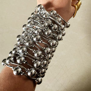 Kaimei 2025, chapada en plata joyería de moda para mujer, pulsera gruesa de múltiples capas para mujer, brazalete largo con cuentas de Moda Africana, pulseras - Product Image 1