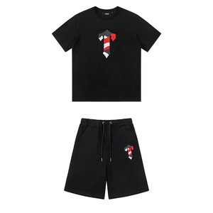 <span class=keywords><strong>Trapstar</strong></span> 2026 Verano Nuevo Conjunto de <span class=keywords><strong>Camiseta</strong></span> de Manga Corta con Cuello Mandarín de Algodón Puro con Bordado de Toalla y Pantalones Cortos Casuales Sueltos para Hombre y Mujer - Product Image 5