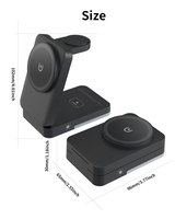 Support de charge sans fil magnétique pliable 3-en-1 15W avec veilleuse LED et station de charge multifonctionnelle pour téléphone, montre et écouteurs avec lampe