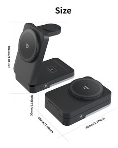 Support de charge sans fil magnétique pliable <span class=keywords><strong>3</strong></span>-en-1 15W avec veilleuse LED et station de charge multifonctionnelle pour téléphone, montre et écouteurs avec lampe - Product Image 2
