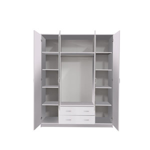 <span class=keywords><strong>Armadio</strong></span> a 4 <span class=keywords><strong>Ante</strong></span> in Legno <span class=keywords><strong>con</strong></span> 2 Cassetti e 2 Specchi per Camera da Letto, Design Minimalista, Stile Moderno e Ampio Spazio di Archiviazione - Product Image 2