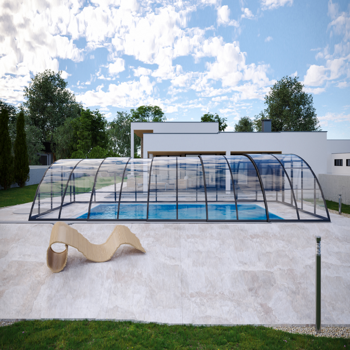 Automated Sunroom Piscina Gabinetes Alumínio Automático Levantamento Piscina Cobertura Retrátil