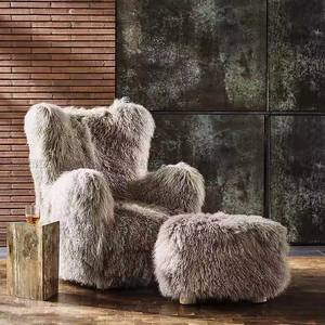 Arredamento nordico <span class=keywords><strong>Design</strong></span> moderno per la casa comode poltrone in morbida lana con pouf - Product Image 6