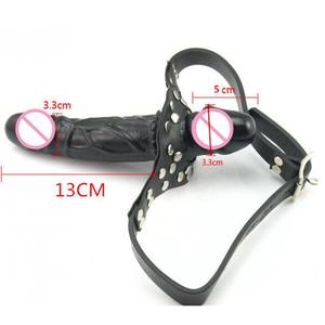 مزدوج رؤساء دسار والعتاد الرقيق الفم الكمامة القضيب دسار الكمامة القطار مع قفل النساء الفم الجنس المكونات الفم BDSM عبودية الجنس لعب - Product Image 2