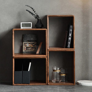 Juego de cajas de almacenamiento SINTERIOR MODERN ACACIA WOOD RUBIC, 5 organizadores modulares apilables en forma de cubo para la decoración de la sala de estar, el hogar u oficina. - Product Image 3