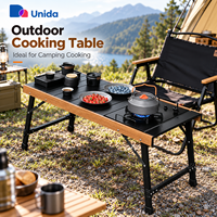 Table de camping pliable en aluminium portable, plateau résistant à la chaleur pour la cuisine en plein air, pique-nique, jardin