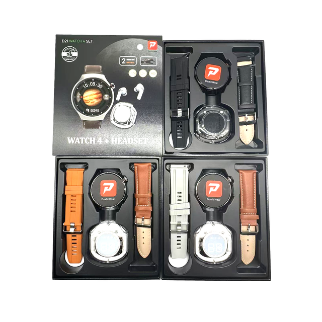 D21 WATCH 4 SET Smart Watches with Earbuds Dual Watchbands Sleep Heart Rate Monitoring Smart Bracelet 2026 Wearable Devices