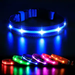 Elektronische Huisdier Led Hondenhalsband Verstelbare Flash Opladen Huisdier Kragen Reflecterende Led Halsband Voor Hond Nacht Anti-Verloren Hond Producten