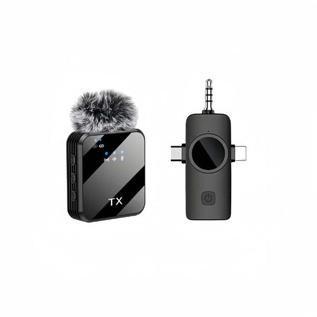Portable Mini Wireless Lavalier Mic Mobile Microphone for Phone Camera PC Live Stream Recording with Noise Reduction