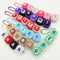 Porte-clés moderne personnalisable en une seule pièce, imprimé en 3D, avec nom de touche de clavier, DIY, anti-stress, à pression mécanique