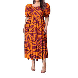 Venta al por mayor elegantes vestidos de graduación 2023 manga talla grande primavera nueva moda Hawaii estampado mujeres vestido largo ropa polinesia - Product Image 5