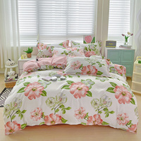Ensemble de draps de lit imprimés floraux pour la maison en gros, 4 pièces, avec 2 taies d'oreiller, literie de luxe, taille double, queen, king