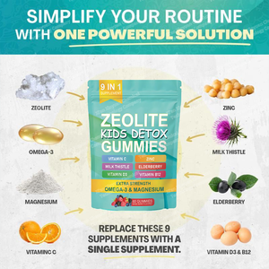 Gomitas de Zeolita OEM para Niños 9 en 1 Omega-3 Magnesio Vitamina D3 Zinc B12 Sin Azúcar 60 Gomitas Sabor a Bayas Mixtas Mejoran la Inmunidad - Product Image 3