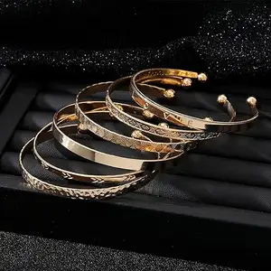 Set bracciale polsini impilabili placcato in oro 14k, elegante e affascinante, senza gioielli bohémien che cambiano colore