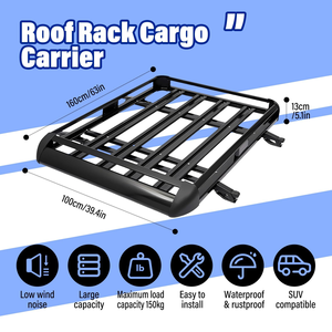 Portaequipajes Universal de Doble Capa de Aleación de Aluminio para Techo de Coche, Cesta de Carga Montada en el Enganche, 160*100CM, Accesorios para Portaequipajes de Techo de Coche - Product Image 2