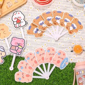 Cartoon Anime Folding Fan with Round Flower and Animal <b>Pattern</b> Home Decoration Folding Fan with Bag - Product Image 3