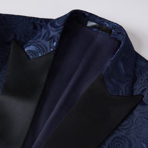 Abiti da Cerimonia Blu Navy con Ricami Floreali per Uomo, Blazer Eleganti Disponibili - Product Image 3
