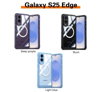 Offre Spéciale PC dur + Film de verre trempé Anti chute anti-poussière antichoc coque de téléphone magnétique transparente pour Samsung Galaxy S25edge