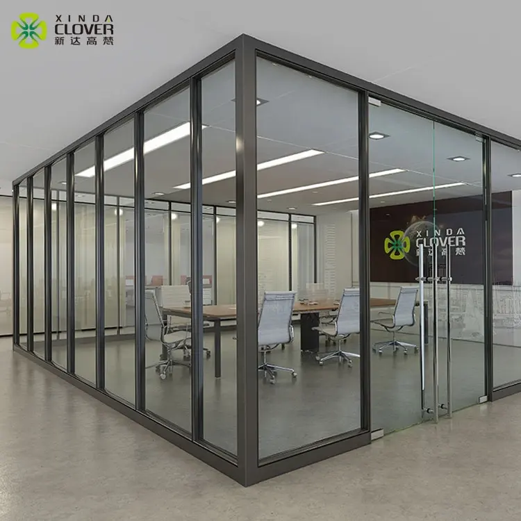 Aluminium modular fabric space system partition wall clear glass office furniture partition