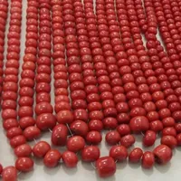 Perles rondes naturelles de corail rouge italien, pierres amples faites à la main, pour la fabrication de bijoux, vente en gros, fournitures, 100% naturelles