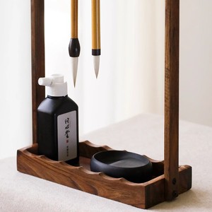 Porte-pinceaux en bois de noyer, style chinois, support à pinceaux simple en bois, porte-pinceaux, papeterie. - Product Image 2
