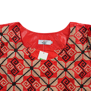 H&D BJL103 Vêtements africains pour femmes Broderie <span class=keywords><strong>Bazin</strong></span> Riche Robes décontractées <span class=keywords><strong>Robe</strong></span> <span class=keywords><strong>rouge</strong></span> avec foulard - Product Image 5