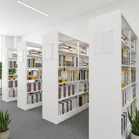 Meubles de bibliothèque en métal, étagère à livres autoportante à 5 niveaux, double face, écologique, durable, en acier, pour les écoles et les universités