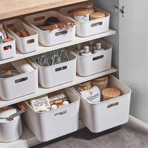 Medium White Basket Storage Box With Handle Plastic Storage Box Durable And Strong Home Organization