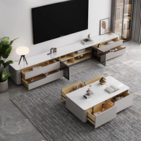 Ensemble de tables basses de luxe, design moderne multifonctionnel, panneaux réglables, meubles de salon en bois massif