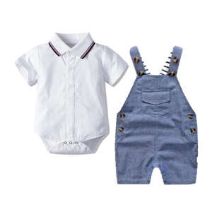 Vêtements pour bébé nouveau-né d'été, chemise à manches courtes, barboteuse, <span class=keywords><strong>ensemble</strong></span> de vêtements pour tout-petit garçon - Product Image 1