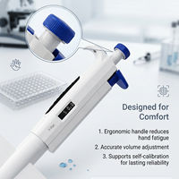 Pipette multicanal en plastique 8 voies de 5 à 50 µL, capacité réglable, autoclavable, micropipette variable avec embout de pipette