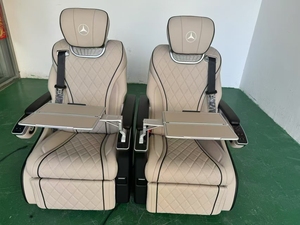 Sedile Auto di Lusso in Pelle PU Beige e Nera per Mercedes-Benz e Toyota con Funzione Tavolino Pieghevole - Product Image 3