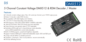 D5 12V 36V 5 Kanal CV PWM Karartma DMX512 ve RDM Dekoder <span class=keywords><strong>Master</strong></span> RGB+CCT LED Şerit için - Product Image 4
