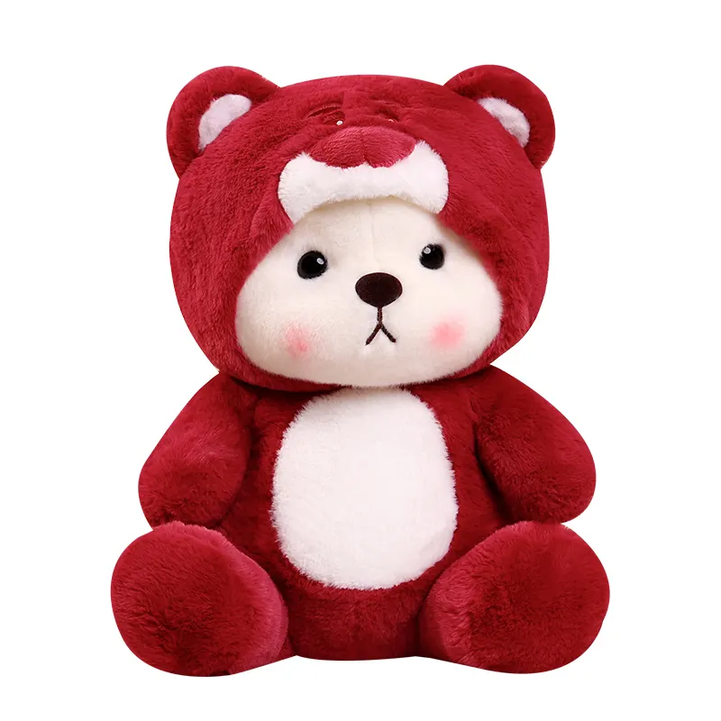 Venta al por mayor transformado fresa lindo oso muñeca Animal de peluche juguete para regalo oso de peluche muñeca de peluche para niña regalo