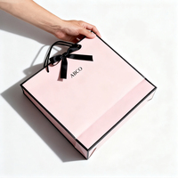 Sac de shopping en carton personnalisé, sac cadeau, sac d'emballage portable noir et blanc avec poignées, pochette de rangement pour articles divers