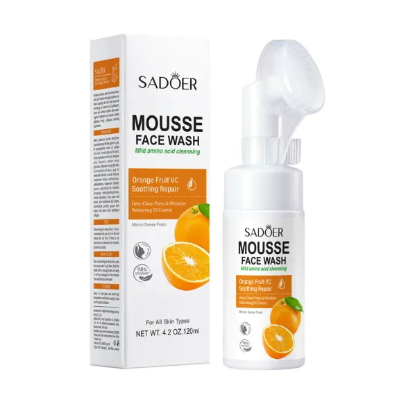 Mousse de limpeza facial SADOER, mousse de limpeza facial com escova de silicone, novidade em atacado, 2024