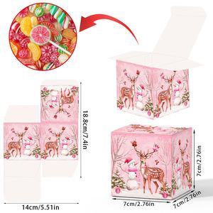 Nouvelle boîte cadeau de Noël rose 2024, boîte d'emballage pour collations de 70 mm avec Père Noël, bonhomme de neige, renne, décoration de fête, cadeau - Product Image 4