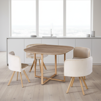 Ensemble de table à manger moderne de luxe en métal avec 4 chaises et plateau en verre, mobilier de salon