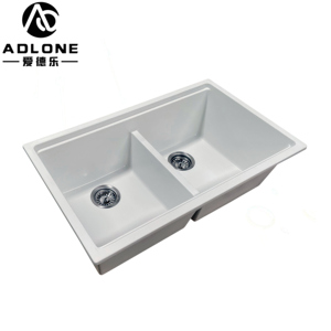 La mejor estación de trabajo, fregadero de cocina de doble cuenco, Color de cuarzo negro con escurridor y grifo, fregaderos de estación de trabajo blancos de granito duraderos - Product Image 6