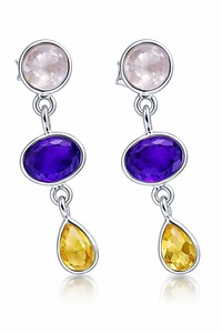 Boucles d'oreilles élégantes en argent sterling multi-pierres – Boucles d'oreilles scintillantes et stylées pour femmes et filles, bijoux de mode haut de gamme pour un usage quotidien - Product Image 3